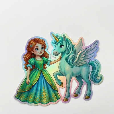 Erin Unicorn Holographic Sticker (3.71” x 3”) for Kids