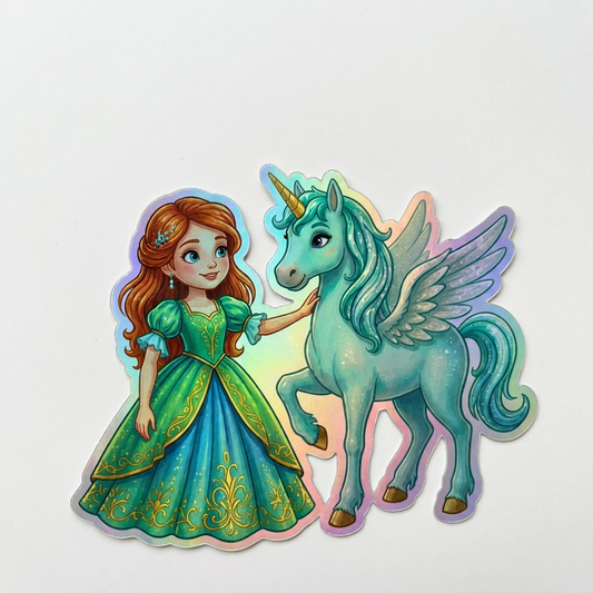 Erin Unicorn Holographic Sticker (3.71” x 3”) for Kids