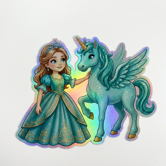 Esme Unicorn Holographic Sticker (3.71” x 3”) for Kids