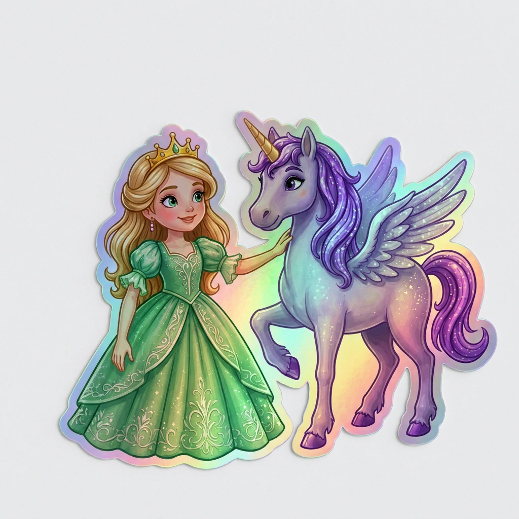 Everly Unicorn Holographic Sticker (3.71” x 3”) for Kids