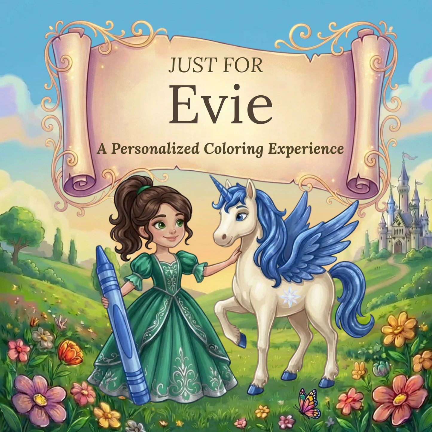 Evie Personalized Coloring Book | Ages 4-8 | L.K. Bunting