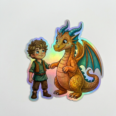 Ezekiel Dragon Holographic Sticker (2.98” x 3”) for Kids