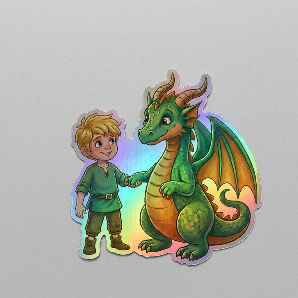 Finley Dragon Holographic Sticker (2.98” x 3”) for Kids