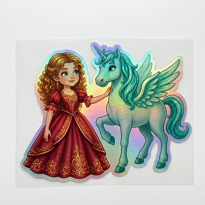 Florence Unicorn Holographic Sticker (3.71” x 3”) for Kids
