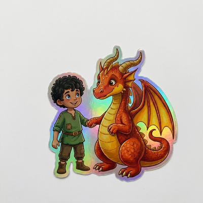 Francisco Dragon Holographic Sticker (2.98” x 3”) for Kids