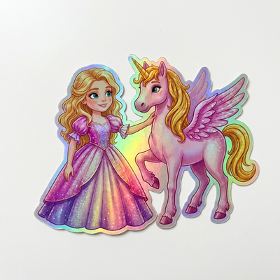 Gabriella Unicorn Holographic Sticker (3.71” x 3”) for Kids