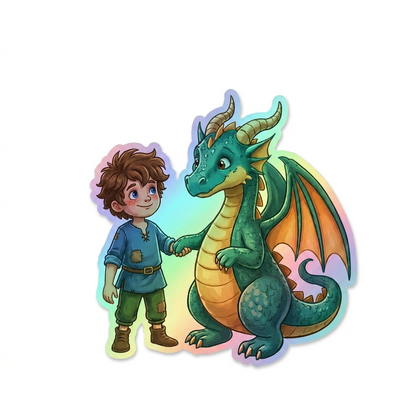 Gael Dragon Holographic Sticker (2.98” x 3”) for Kids