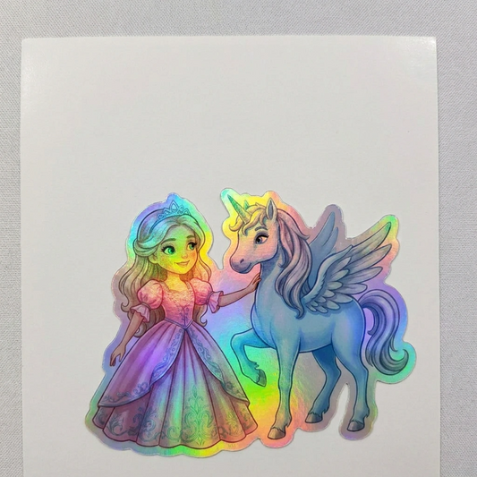 Gemma Unicorn Holographic Sticker (3.71” x 3”) for Kids
