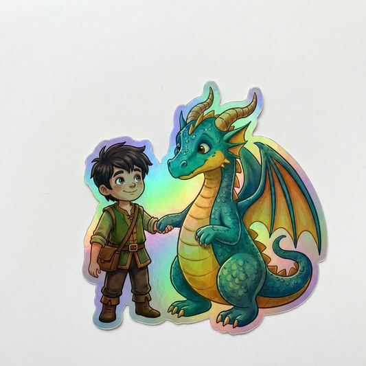 George Dragon Holographic Sticker (2.98” x 3”) for Kids