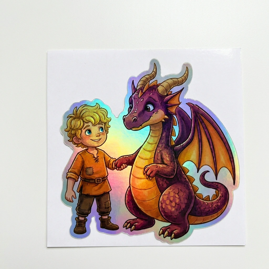 Giovanni Dragon Holographic Sticker (2.98” x 3”) for Kids