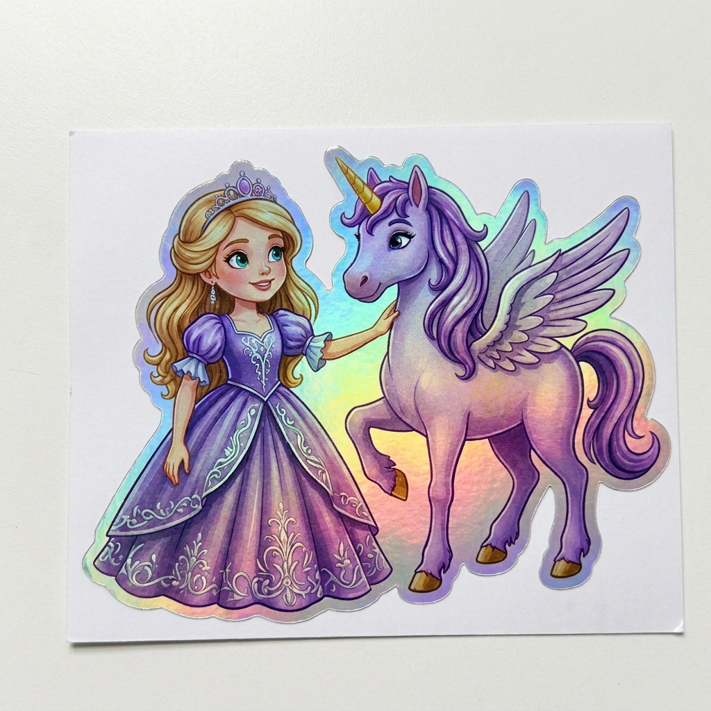 Giselle Unicorn Holographic Sticker (3.71” x 3”) for Kids