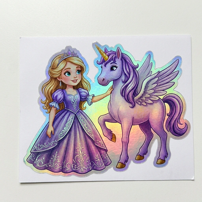 Giselle Unicorn Holographic Sticker (3.71” x 3”) for Kids