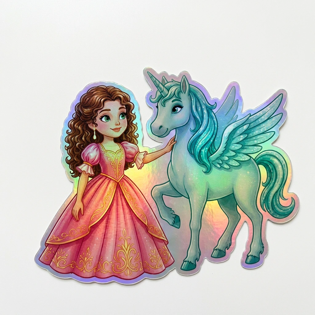 Grace Unicorn Holographic Sticker (3.71” x 3”) for Kids
