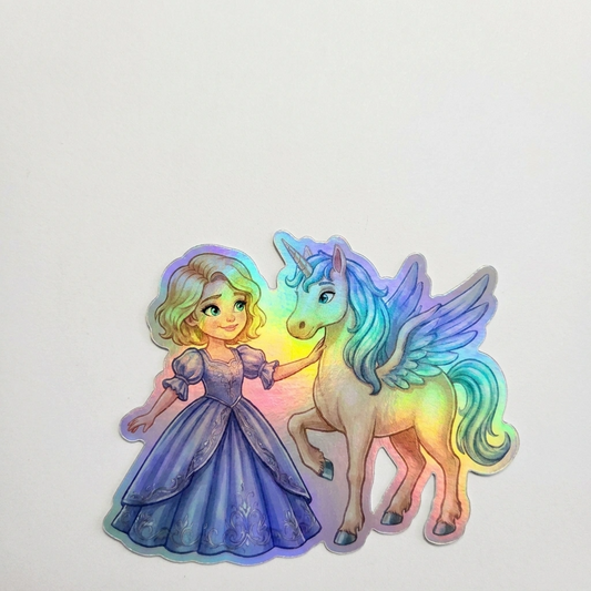Gracie Unicorn Holographic Sticker (3.71” x 3”) for Kids