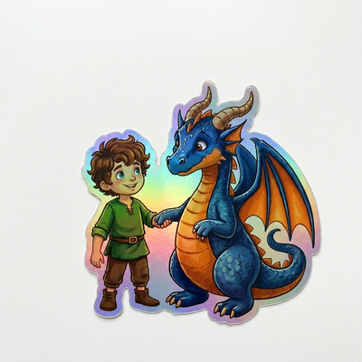 Graham Dragon Holographic Sticker (2.98” x 3”) for Kids