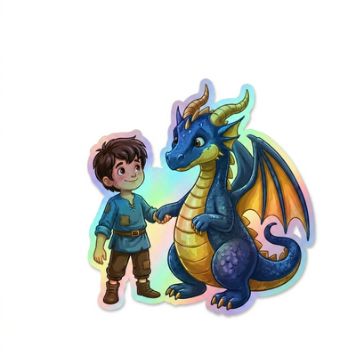 Grant Dragon Holographic Sticker (2.98” x 3”) for Kids