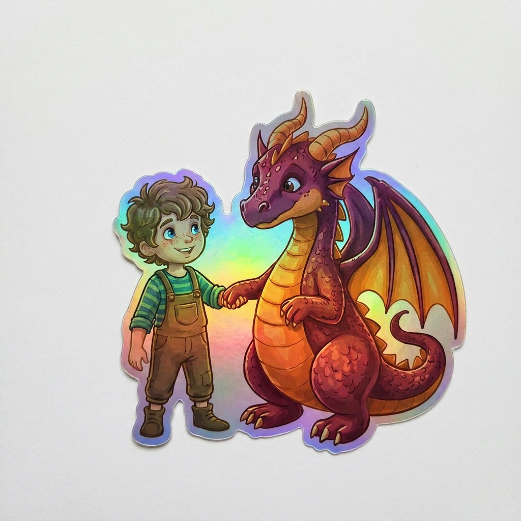 Grayson Dragon Holographic Sticker (2.98” x 3”) for Kids