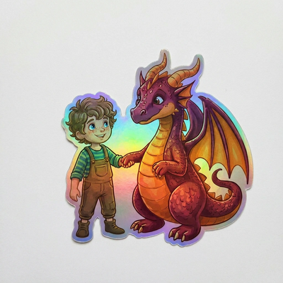 Grayson Dragon Holographic Sticker (2.98” x 3”) for Kids