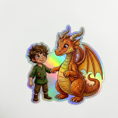 Greyson Dragon Holographic Sticker (2.98” x 3”) for Kids