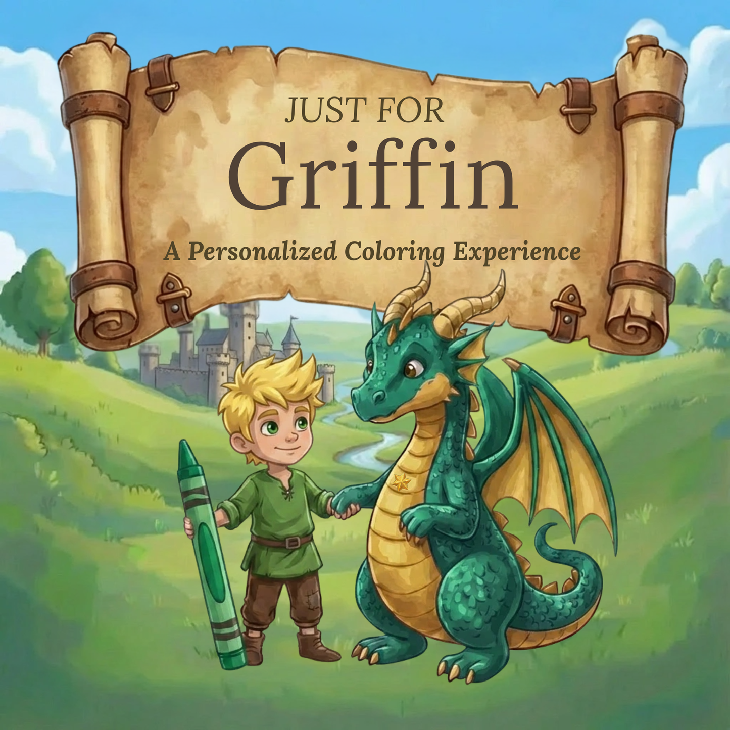 Griffin Personalized Coloring Book | Ages 4-8 | L.K. Bunting