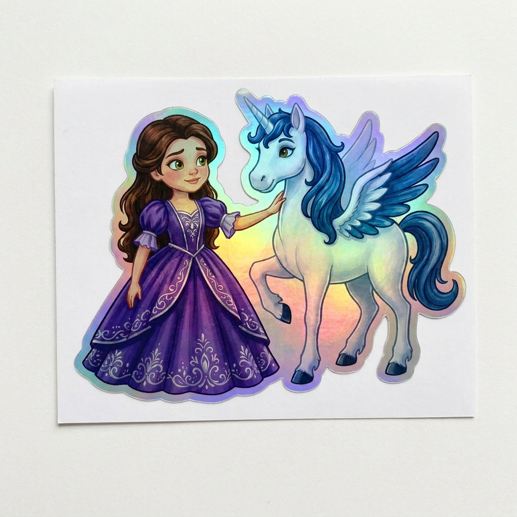 Hadley Unicorn Holographic Sticker (3.71” x 3”) for Kids