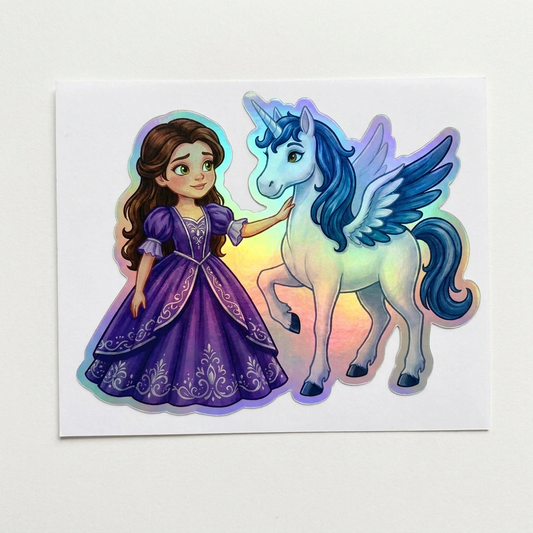 Hadley Unicorn Holographic Sticker (3.71” x 3”) for Kids