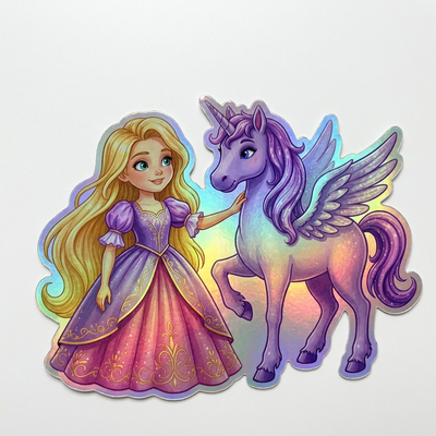 Hailey Unicorn Holographic Sticker (3.71” x 3”) for Kids