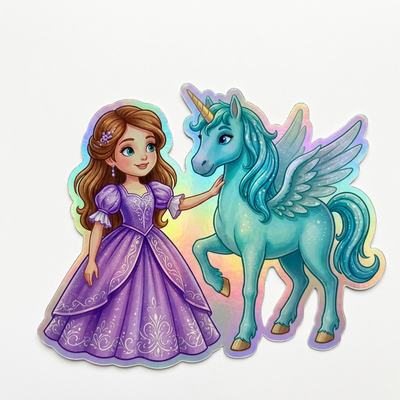 Harper Unicorn Holographic Sticker (3.71” x 3”) for Kids
