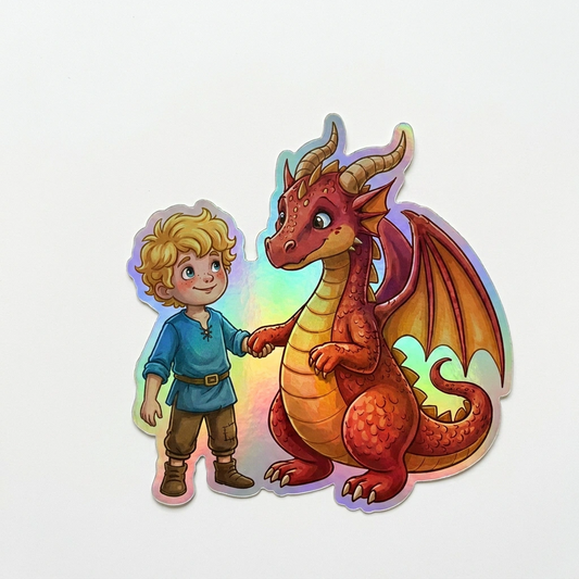 Harrison Dragon Holographic Sticker (2.98” x 3”) for Kids