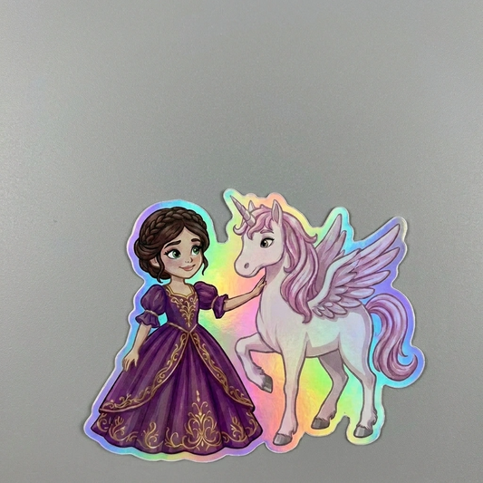 Haven Unicorn Holographic Sticker (3.71” x 3”) for Kids