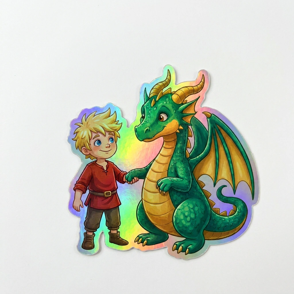 Hayden Dragon Holographic Sticker (2.98” x 3”) for Kids