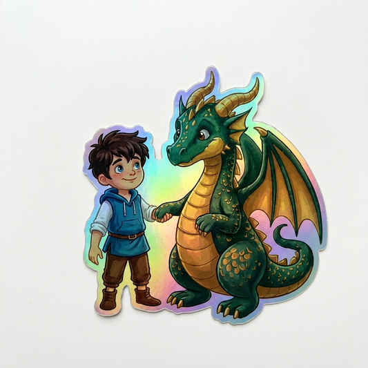 Hayes Dragon Holographic Sticker (2.98” x 3”) for Kids