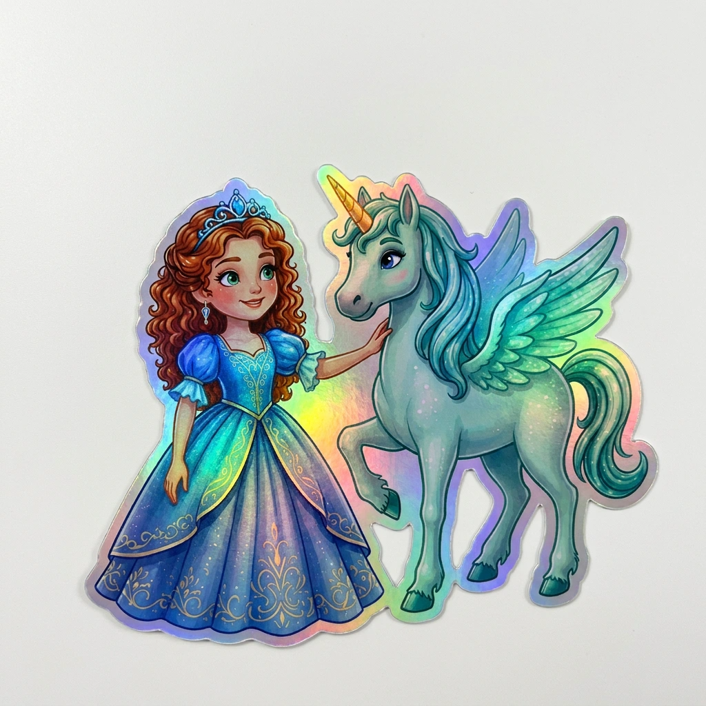 Hazel Unicorn Holographic Sticker (3.71” x 3”) for Kids