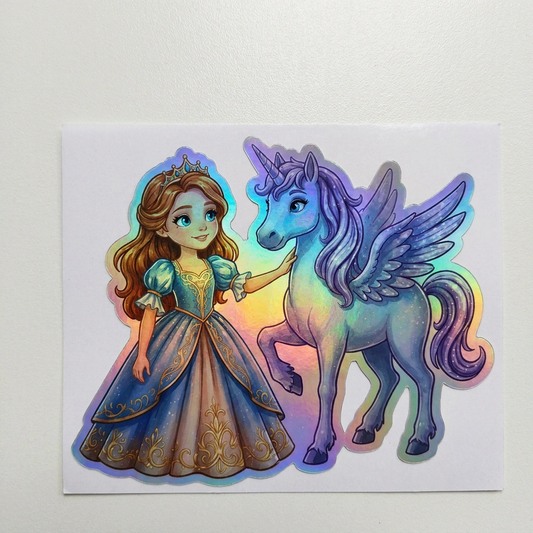 Imogen Unicorn Holographic Sticker (3.71” x 3”) for Kids