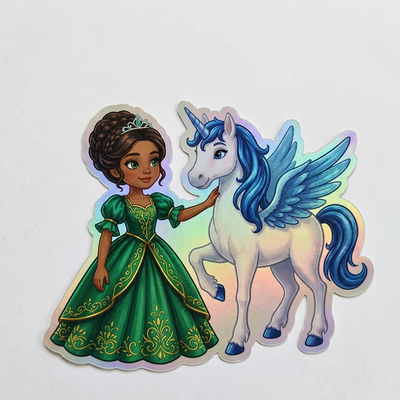 Iris Unicorn Holographic Sticker (3.71” x 3”) for Kids