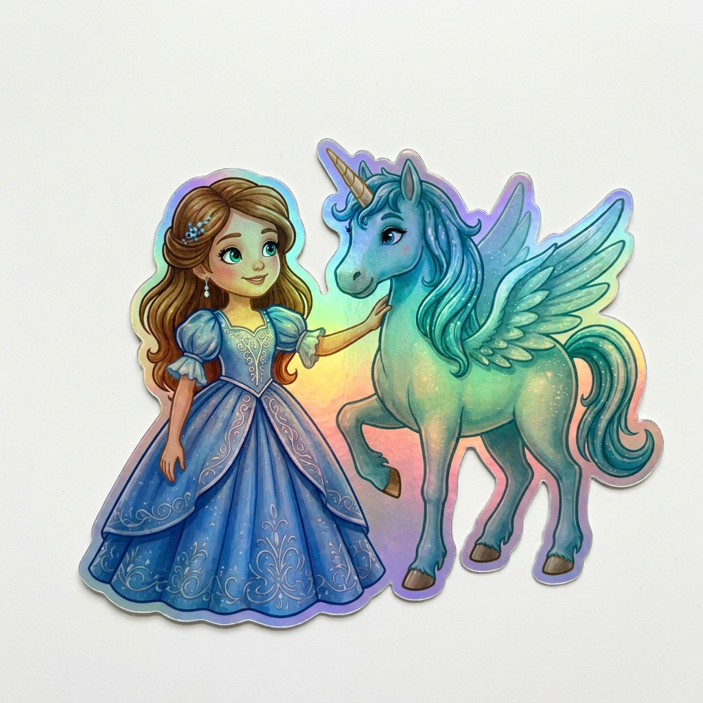 Isabel Unicorn Holographic Sticker (3.71” x 3”) for Kids
