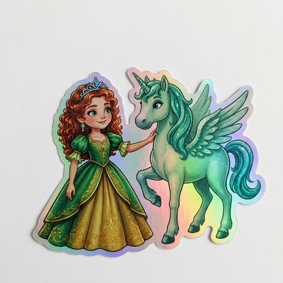 Isabelle Unicorn Holographic Sticker (3.71” x 3”) for Kids