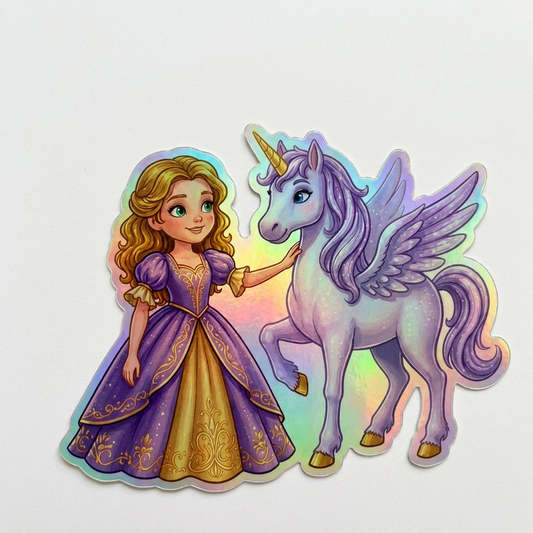 Isla Unicorn Holographic Sticker (3.71” x 3”) for Kids