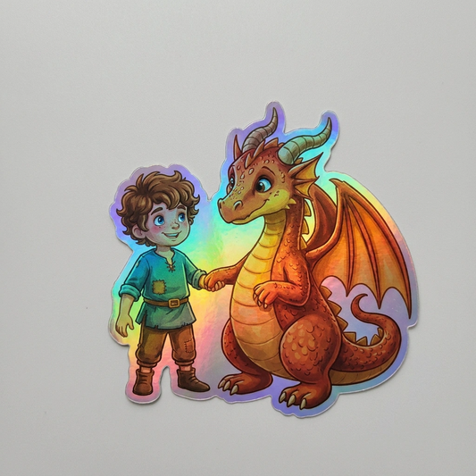 Israel Dragon Holographic Sticker (2.98” x 3”) for Kids