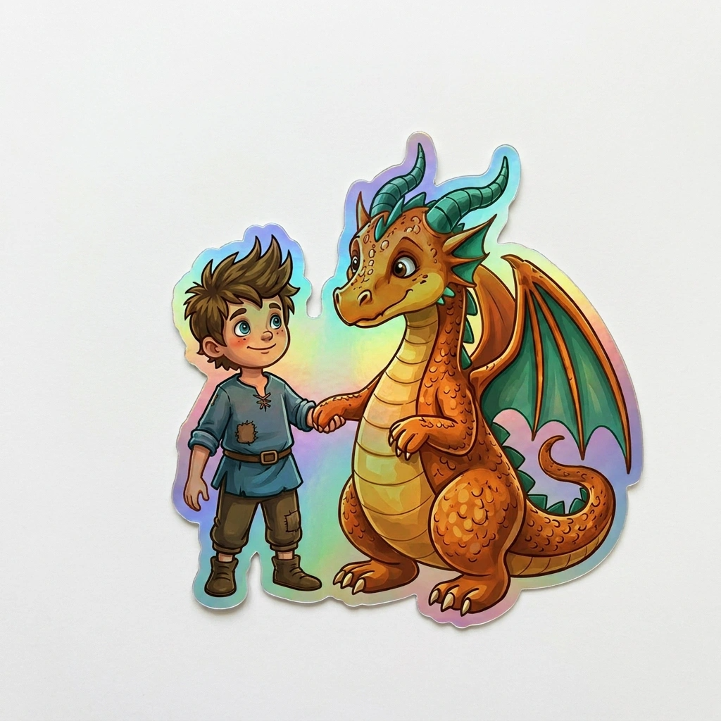 Ivan Dragon Holographic Sticker (2.98” x 3”) for Kids