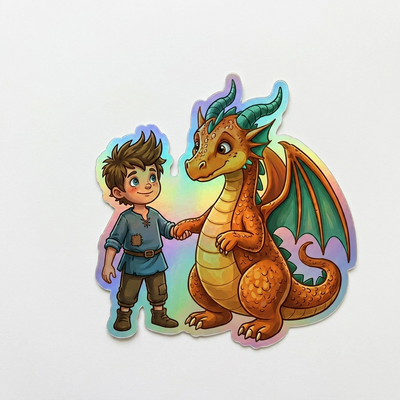 Ivan Dragon Holographic Sticker (2.98” x 3”) for Kids