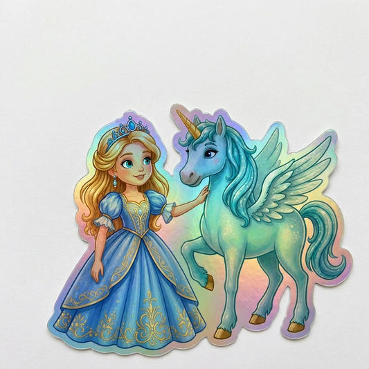 Izabella Unicorn Holographic Sticker (3.71” x 3”) for Kids