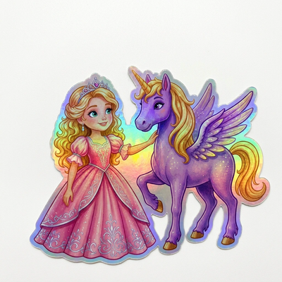 Izzy Unicorn Holographic Sticker (3.71” x 3”) for Kids