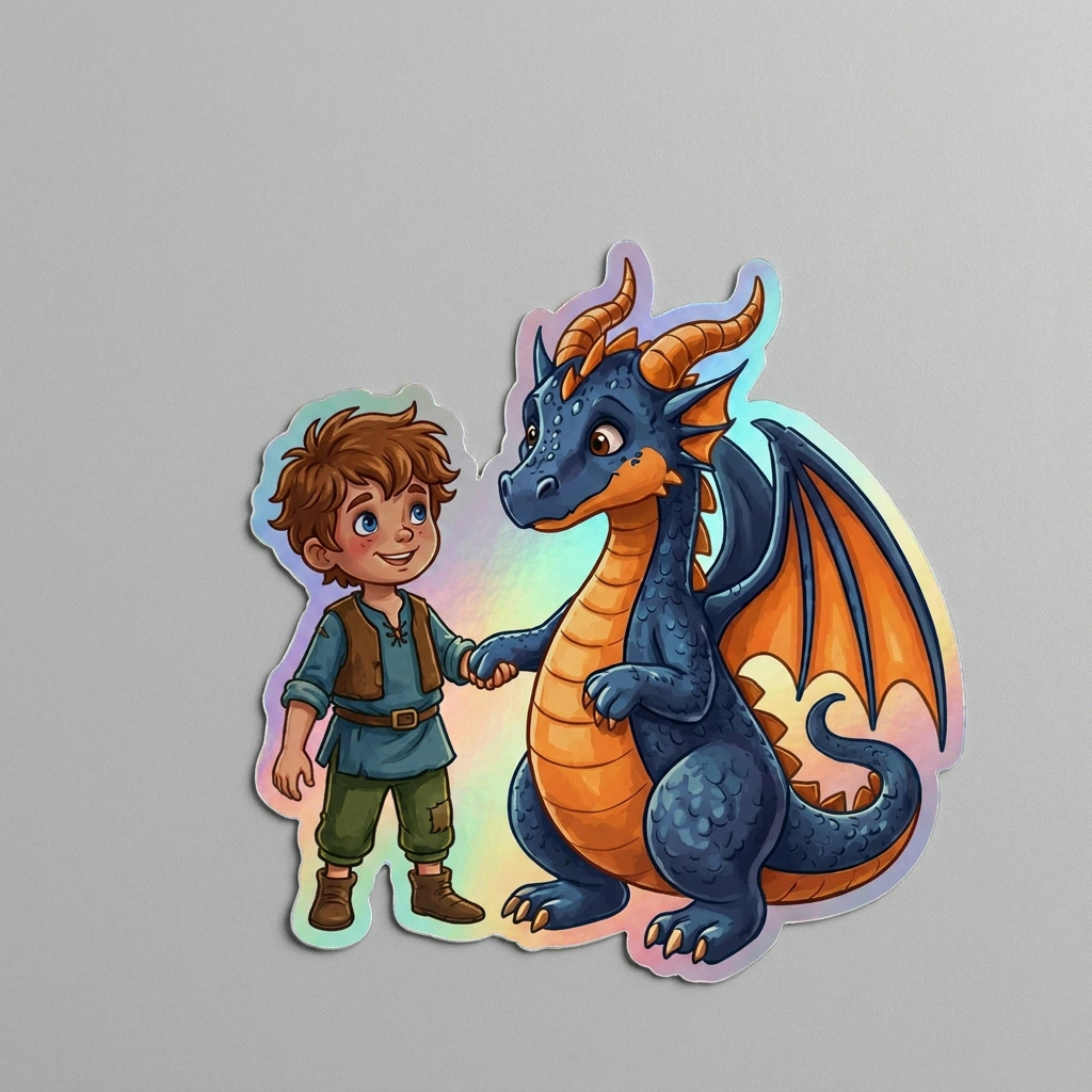 Jace Dragon Holographic Sticker (2.98” x 3”) for Kids