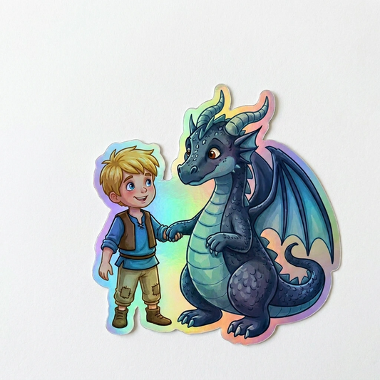 Jack Dragon Holographic Sticker (2.98” x 3”) for Kids