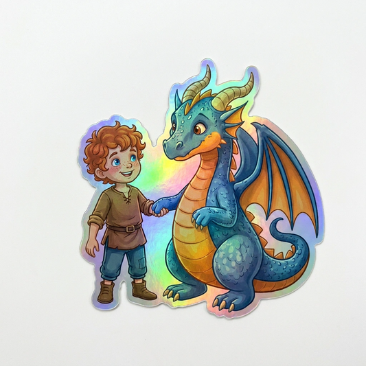 Jackson Dragon Holographic Sticker (2.98” x 3”) for Kids