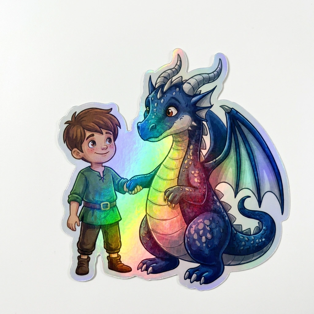Jake Dragon Holographic Sticker (2.98” x 3”) for Kids