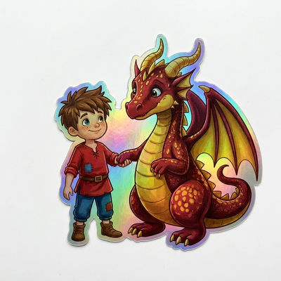 Jamal Dragon Holographic Sticker (2.98” x 3”) for Kids