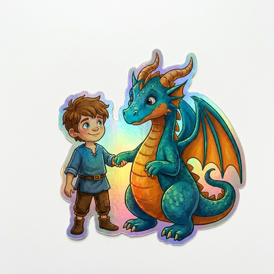 James Dragon Holographic Sticker (2.98” x 3”) for Kids