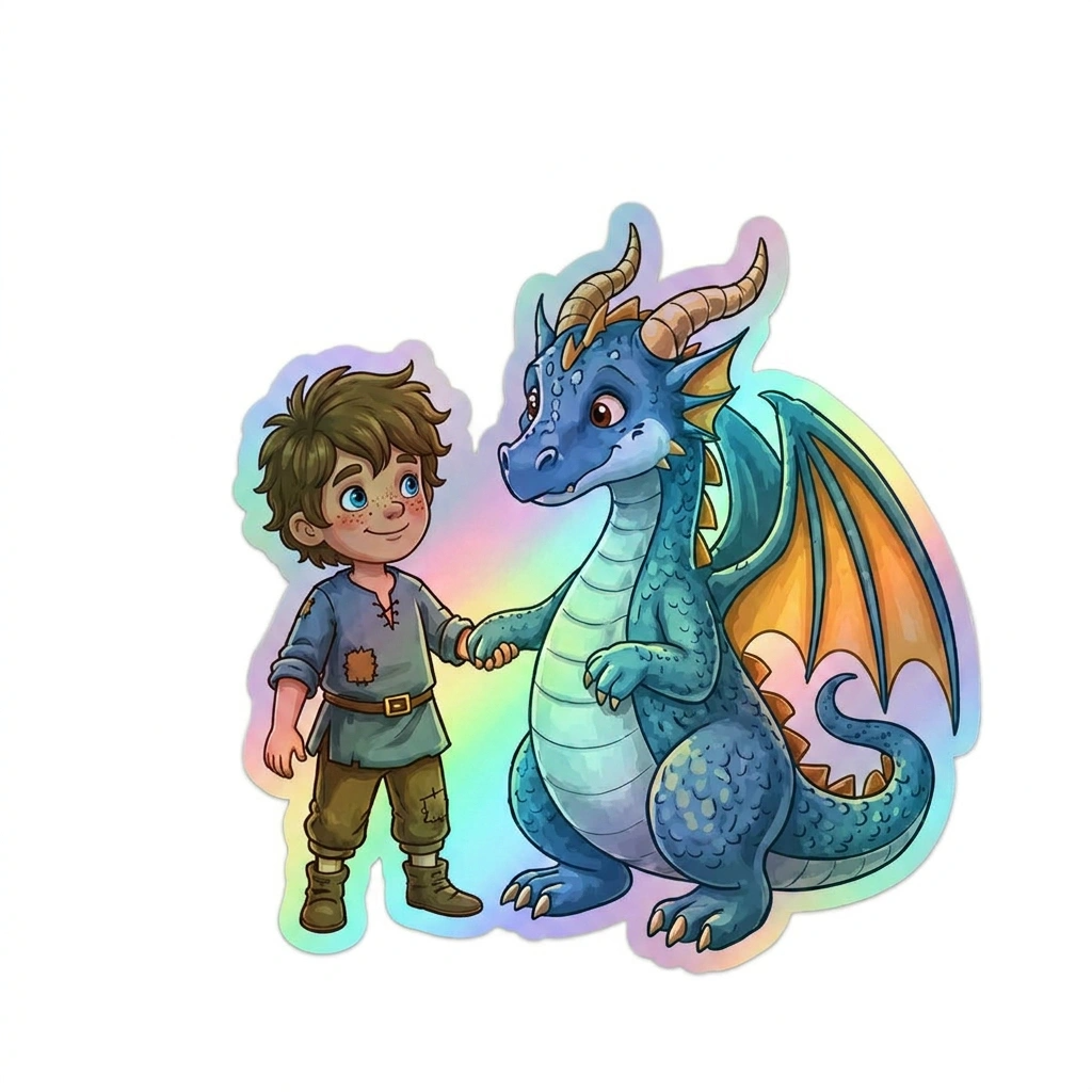 Jameson Dragon Holographic Sticker (2.98” x 3”) for Kids